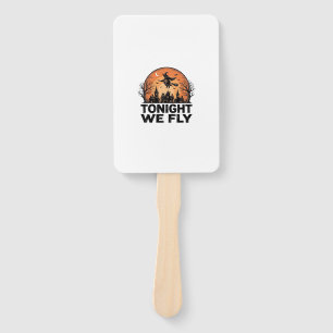 Tonight We Fly Vintage Witch Halloween Shirt Desig Hand Fan