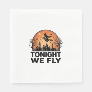 Tonight We Fly Vintage Witch Halloween Shirt Desig Napkin