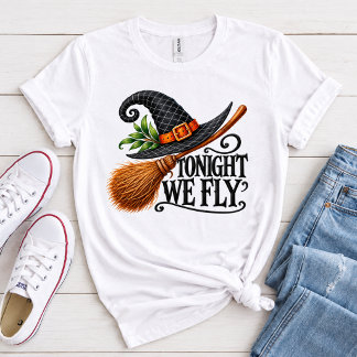 Tonight We Fly Witch Hat Women’s T-Shirt Halloween Tri-Blend Shirt