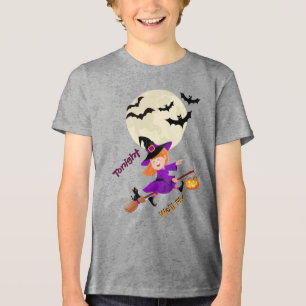 Tonight We'll Fly Cute witch Broom Flying T-shirt Tri-Blend Shirt