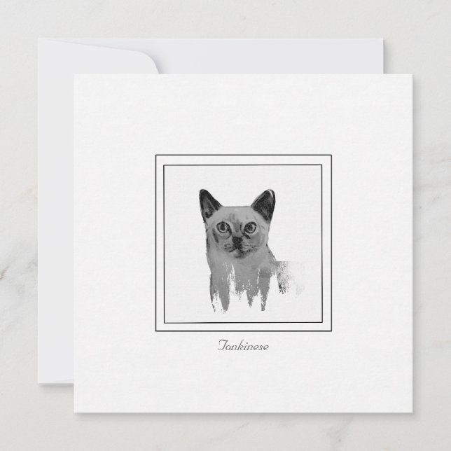 Tonkinese Black and White Illustration Note Card (Front)