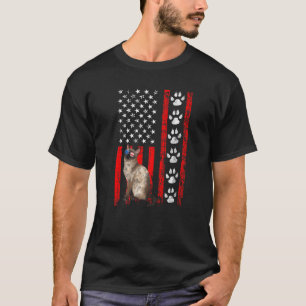 Tonkinese Cat 4th Of July Patriotic American Flag  T-Shirt