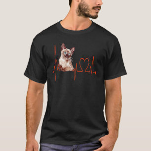 Tonkinese Cat Heartbeat EKG Funny I Love My Tonkin T-Shirt