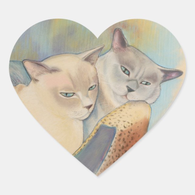 Tonkinese Precious & Romeo Heart Sticker (Front)