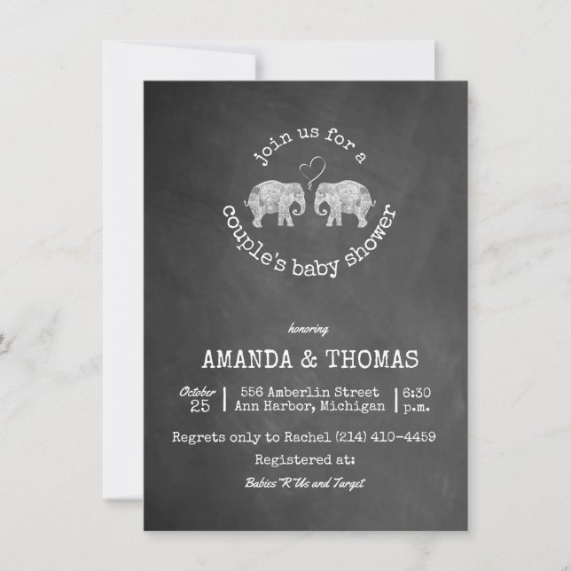 Tons of Love Chalkboard Couple's Baby Shower Invitation (Front)
