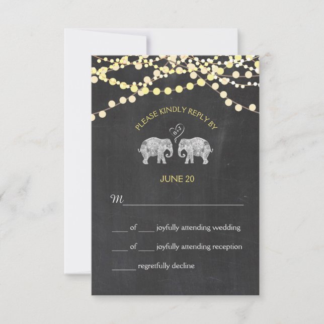 TONS OF LOVE/Elephant Chalkboard Lights RSVP (Front)