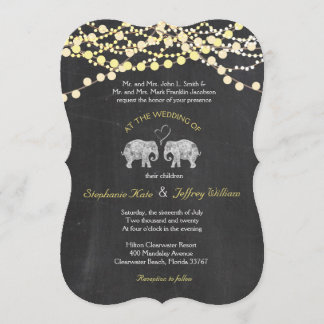 TONS OF LOVE/Elephant Chalkboard Lights Wedding Invitation