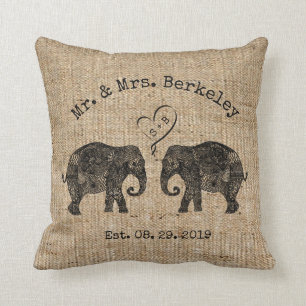 TONS OF LOVE   Elephant Couple Custom Wedding Gift Cushion