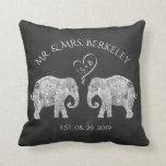 TONS OF LOVE | Elephant Couple Custom Wedding Gift Cushion<br><div class="desc">TONS OF LOVE | Elephant Couple Custom / Personalised Wedding Throw Pillow. You can customise it to delete the chalkboard background image to add a colour that suits your taste more. Here's how: Click on the customise it button> Click on Background Colour A menu of colours will come up, choose...</div>