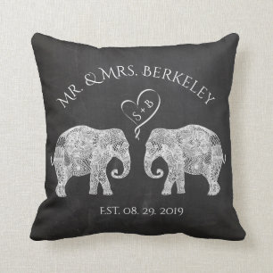 TONS OF LOVE   Elephant Couple Custom Wedding Gift Cushion