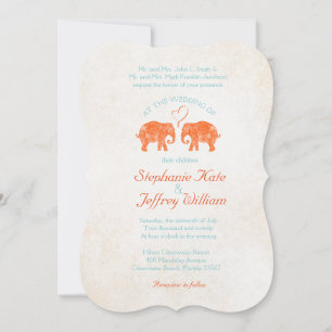 TONS OF LOVE/Elephant Couple Heart Wedding Invites
