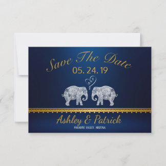 TONS OF LOVE-Elephant Couple Indian Save the Date Invitation