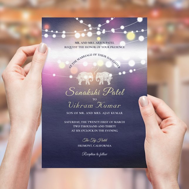 TONS OF LOVE/Elephant Couple Indian Wedding Invitation (Creator Uploaded)