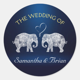TONS OF LOVE   Elephant Night Light Wedding Custom Classic Round Sticker