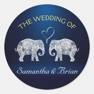 TONS OF LOVE | Elephant Night Light Wedding Custom Classic Round Sticker
