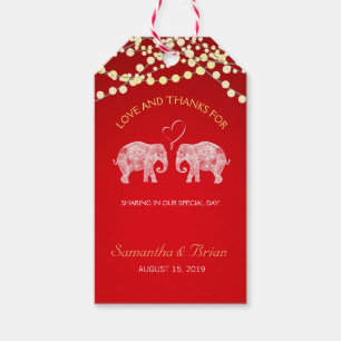 TONS OF LOVE/Elephant String Lights Wedding Custom Gift Tags