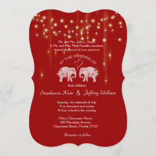 TONS OF LOVE/Elephant String Lights Wedding Invite