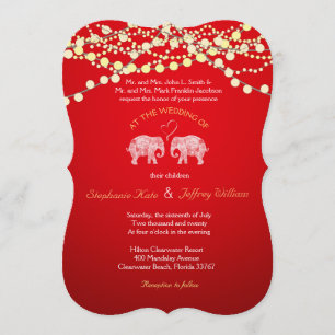 TONS OF LOVE/Elephant String Lights Wedding Invite