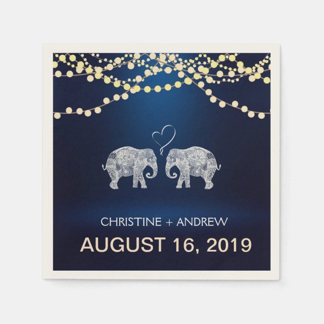 TONS OF LOVE-Elephant String of Lights Custom Napkin (Front)