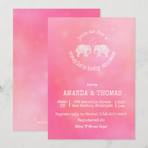 Tons of Love Pink Couple's Baby Girl Shower Invitation