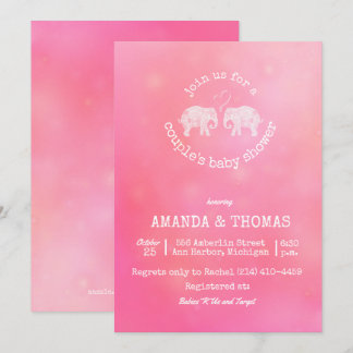 Tons of Love Pink Couple's Baby Girl Shower Invitation