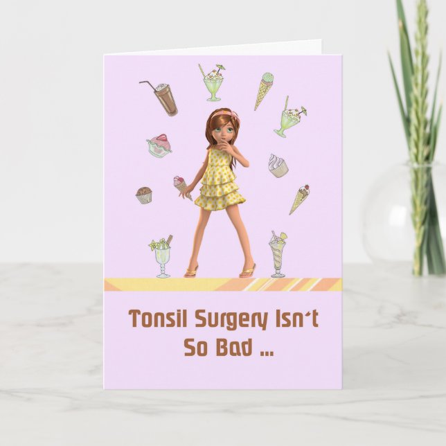 Tonsil Surgery Card for Young Girl (Front)