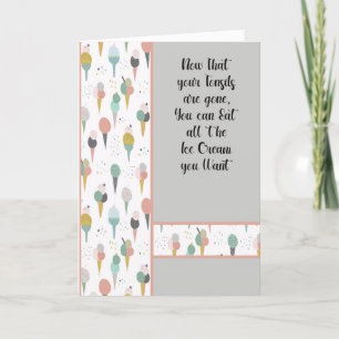 Tonsils Get Well for Kids with Ice Cream Cones Thank You Card