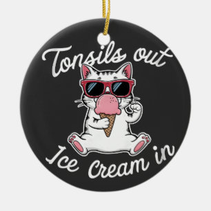 Tonsils Out Ice Cream In Feline Cat Kitten Gift Ceramic Tree Decoration