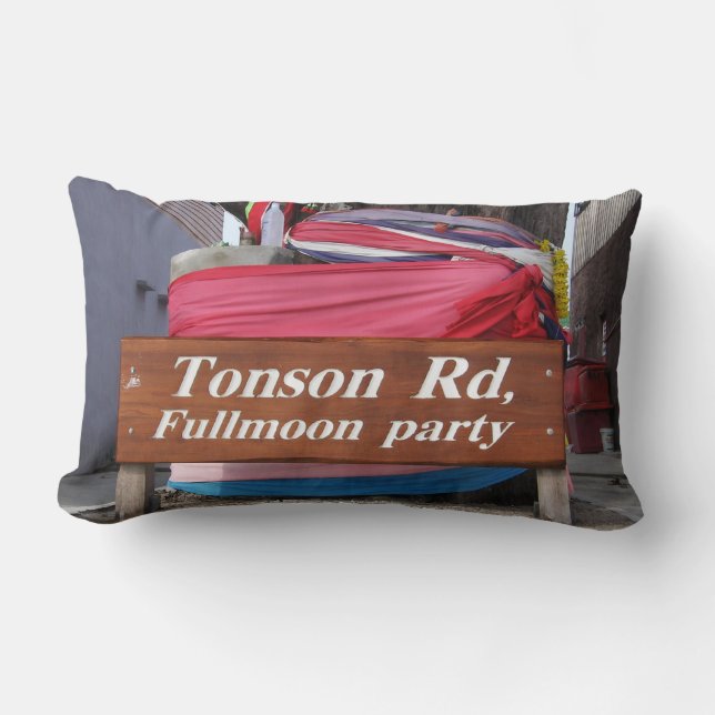 Tonson Rd. Fullmoon Party, Koh Phangan, Thailand Lumbar Cushion (Front)