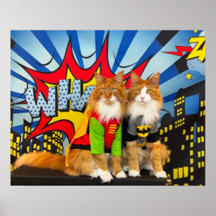 Tony and Teddy, the Dynamic Maine Coon Duo Poster