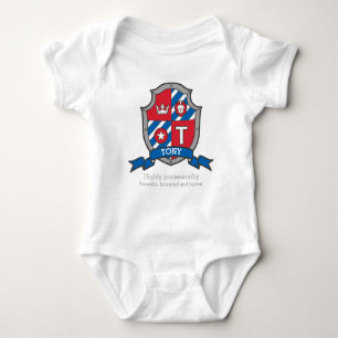 Tony boys T name & meaning knights shield Baby Bodysuit