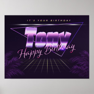 Tony Name First Name purla retro poster Birthday