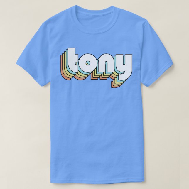 Tony Retro Rainbow Typography Faded Style T-Shirt (Design Front)