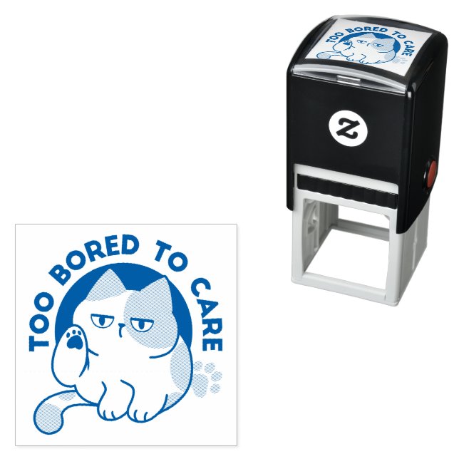 Too Bored to Care – Funny Grumpy Cat Quote Self-inking Stamp (In Situ)
