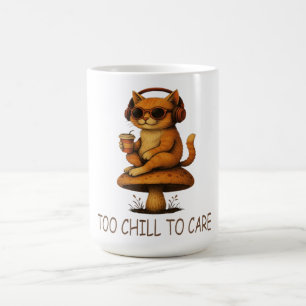 Too Chill to Care – Lo-Fi Cat on Mushroom  Coffee Mug