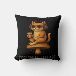 Too Chill to Care – Lo-Fi Cat on Mushroom Cushion