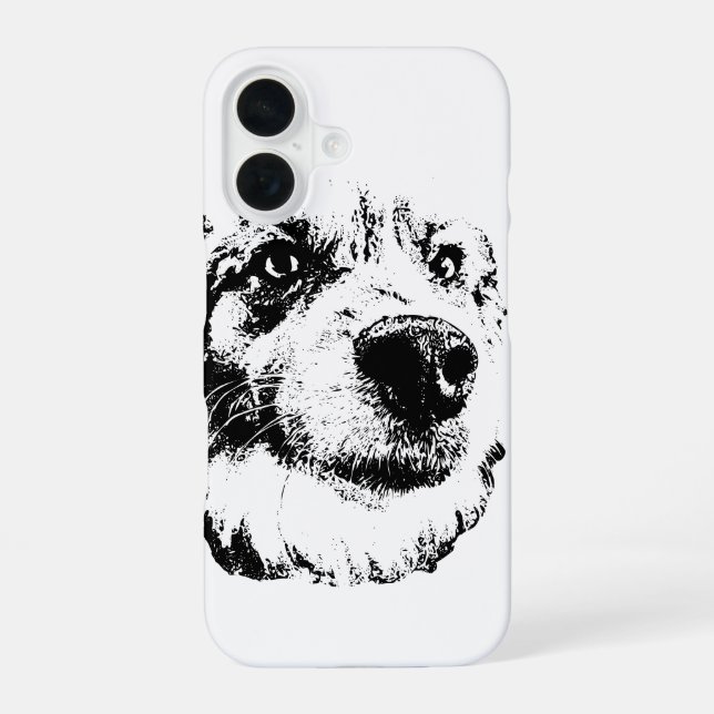 Too Close Pup iPhone 16 Case (Back)