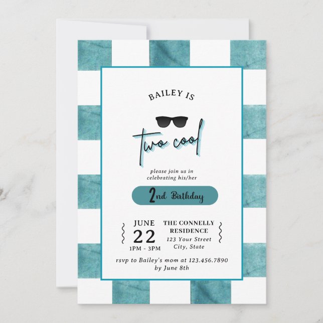 Too Cool 2nd Birthday Invitation (Front)