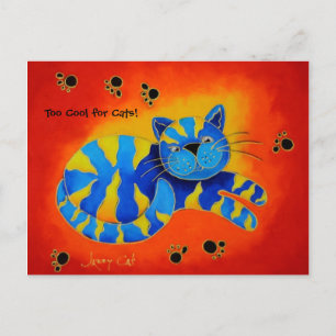 Too Cool for Cats! -Smiley Smug Red Cat Postcard