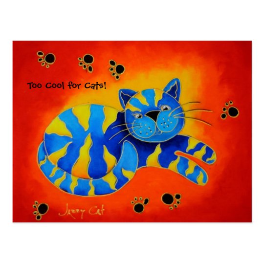 Too Cool for Cats! -Smiley Smug Red Cat Postcard