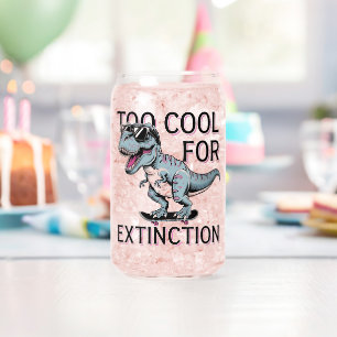 Too Cool For Extinction T-Rex Skater - Funny Dino Can Glass