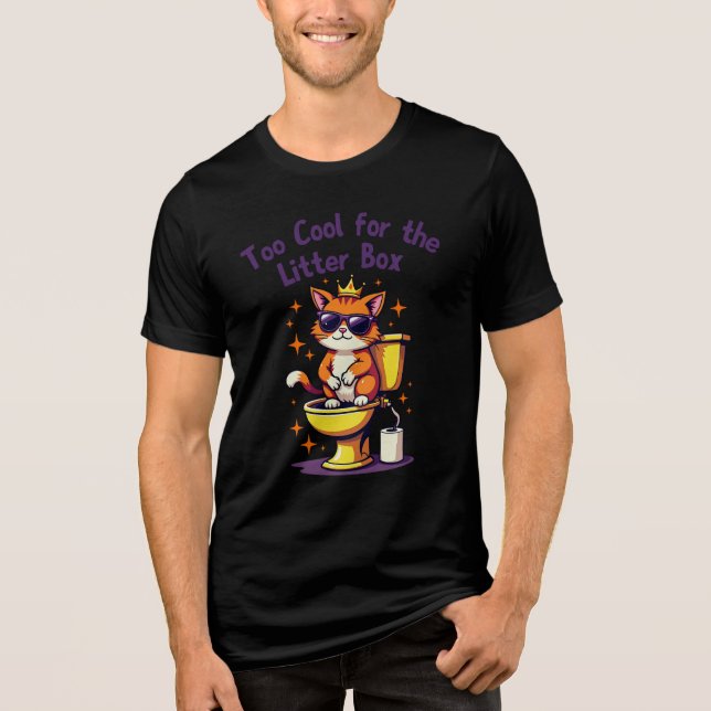 Too Cool for Litter Box Tee - Royal Cat Tri-Blend (Front)