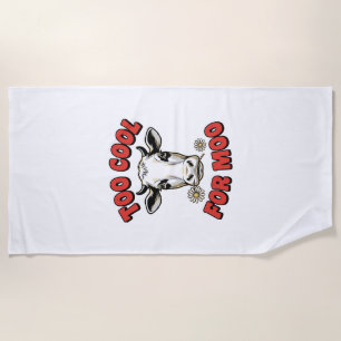 Too Cool For Moo Funny Cow Vintage Shirt Design_1 Beach Towel
