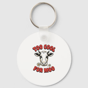 Too Cool For Moo Funny Cow Vintage Shirt Design_1 Key Ring