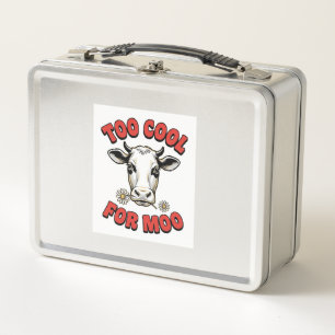 Too Cool For Moo Funny Cow Vintage Shirt Design_1 Metal Lunch Box