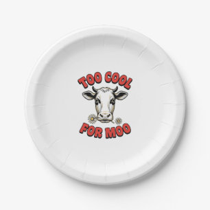 Too Cool For Moo Funny Cow Vintage Shirt Design_1 Paper Plate