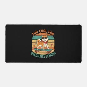 Too Cool for Obedience School Dog Skateboard Desk Mat
