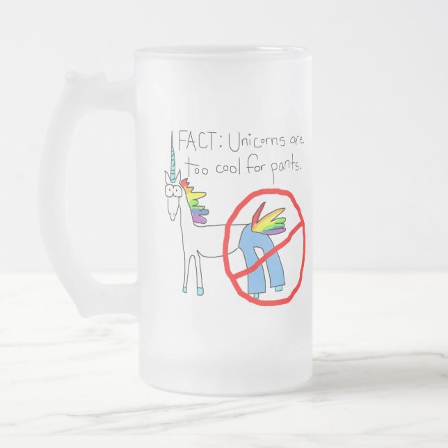 Too Cool For Pants Frosted Glass Beer Mug (Left)