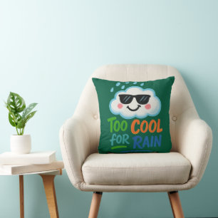 Too Cool for Rain   Cute Cloud Throw Pillow