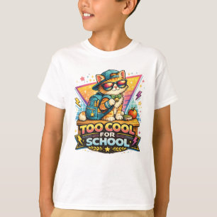Too Cool For School Retro Cat T-Shirt